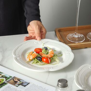 Набір сервірних тарілок UIBFCWN, 8 шт., 25.4 x 15.2 см, кераміка, білий колір, для десерту, суші, закусок, тортів, салатів