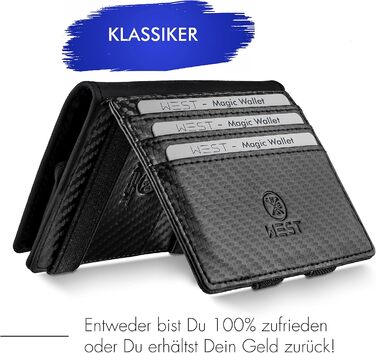WEST - Magic Wallet (Classic) with large coin compartment - including elegant gift box - wallet with coin pocket - The perfect companion for on the go - RFID protection (Carbon)