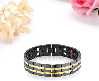 Магнітний браслет для чоловіків JewelryWe - терапевтичний, з нержавіючої сталі, великий, широкий, з ланцюжком. Ідеальний подарунок на День батька (4 шт.)