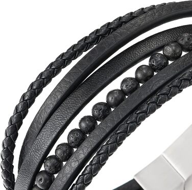 Браслет COOLSTEELANDBEYOND з магнітним застібкою: шкіряний, з магнітом, чорний