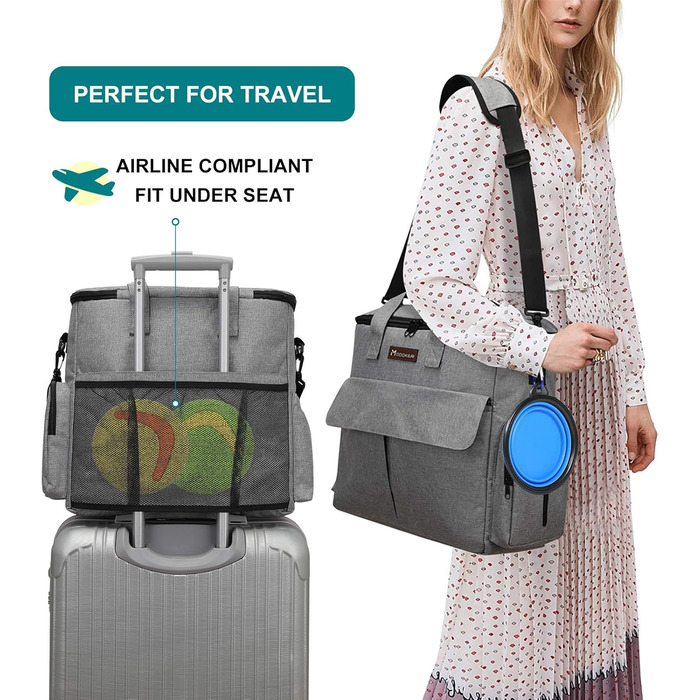 Modoker Airline Approved Pet Carrier & Travel Set - Dog & Cat Carrier Bag with Multifunction Pockets - Grey 6 Piece Set