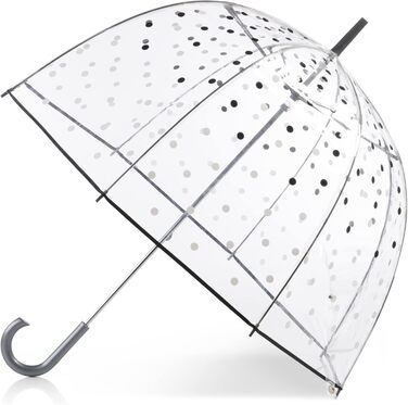 Women's Transparent Umbrella with White and Black Dots - One Size