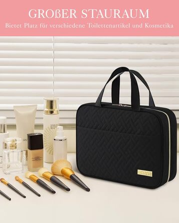 Водонепроникна косметичка для жінок HOTORKulturtasche з гачком – містка дорожня косметичка для подорожей, 29.0 x 23.0 x 8.5 см, чорна