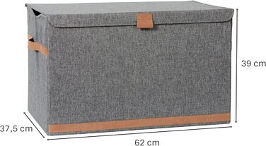Велика преміум коробка для зберігання з кришкою LOVE IT STORE IT, тканинна, міцна, для вітальні, 62x37,5x39 см, сіра