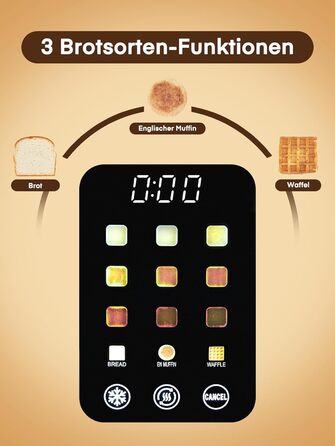 Тостер 4-х секційний, 1400W, нержавіюча сталь, довгий проріз, 9 налаштувань підсмажування, 3 види хліба, функція відміни, розморожування, підігріву, сенсорне керування, з підставою для булок, сріблястий