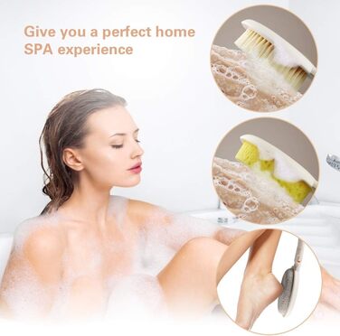 3-в-1 скребок для спини, аплікатор крему для тіла з довгим руків'ям, губка, пемза, люфа для душу. Білий, універсальний розмір