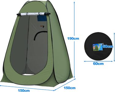 Намет-роздягальня CLIPOP для душу та відпочинку на природі, 120x120x190 см, зелений