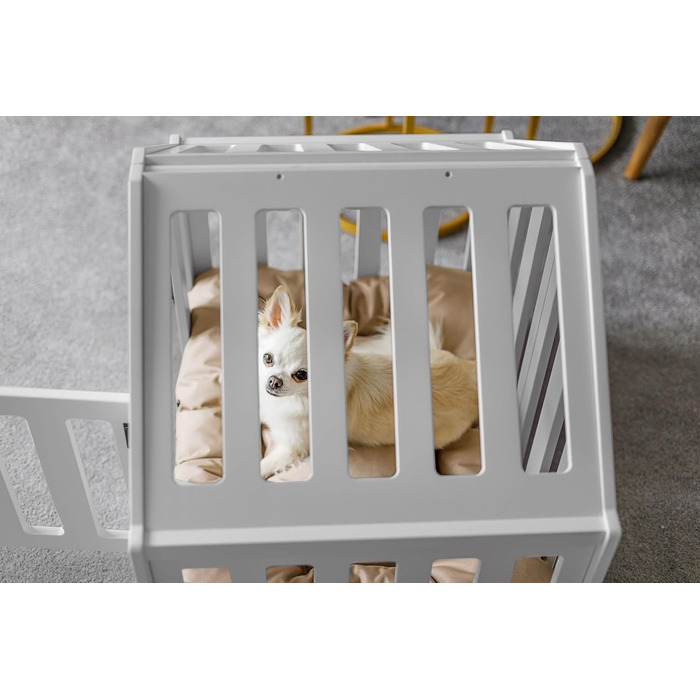 Будка для собак з дерева, клітка для собак із замком, вольєр для собак, чорна, для дому, підходить для собак та котів