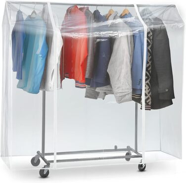 Tatkraft BIG Garment Rack Cover, Clothes Rack Cover, Plastic, Transparent, 2 Zippers, Extra Wide, cm (L120)