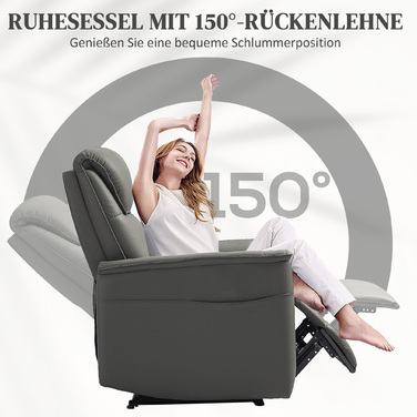 HOMCOM Recliner Chair, TV Chair with Reclining Function, Pocket Spring, Upholstered TV Chair with Footrest, Side Pocket, for Living Room, Bedroom, Light Grey | Aosom