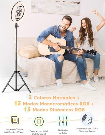 Кільцеве світло YISSVIC 25.4 см (10 дюймів) зі штативом та пультом, 168 LED, 3 режими світла та 26 RGB, для фото та відео, TikTok, YouTube, селфі