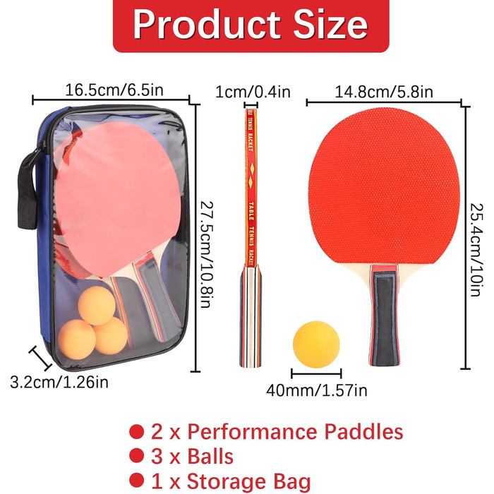 Набір для настільного тенісу: 2 ракетки, 3 м'ячі, сумка. Підходить для дітей та дорослих