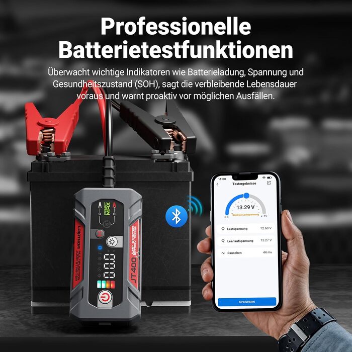 Пусковий пристрій (бустер) LOKITHOR JT400 Starter Powerbank 2500A з тестером акумулятора 100–2000 CCA