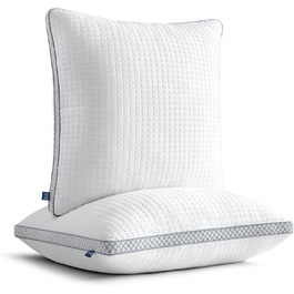 BedStory Pillows 40x40 with Removable Cover, Adjustable Fiber Filling Pillows with Zipper, Hotel Pillows 2-Pack of 400g x 2 Microfiber, Washable Neck Pillow for Allergy Sufferers