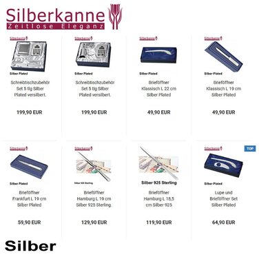 Преміум сріблястий двосторонній портсигар Silberkanne Frankfurt 6,5x9,5 см, високоякісне посріблення