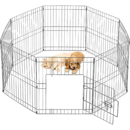 Yaheetech 8-Panel Folding Dog Playpen - 61cm High, Indoor/Outdoor Pet Pen with Door, Flexible & Portable, Easy Assembly - Suitable for Dogs, Cats, Puppies, Rabbits