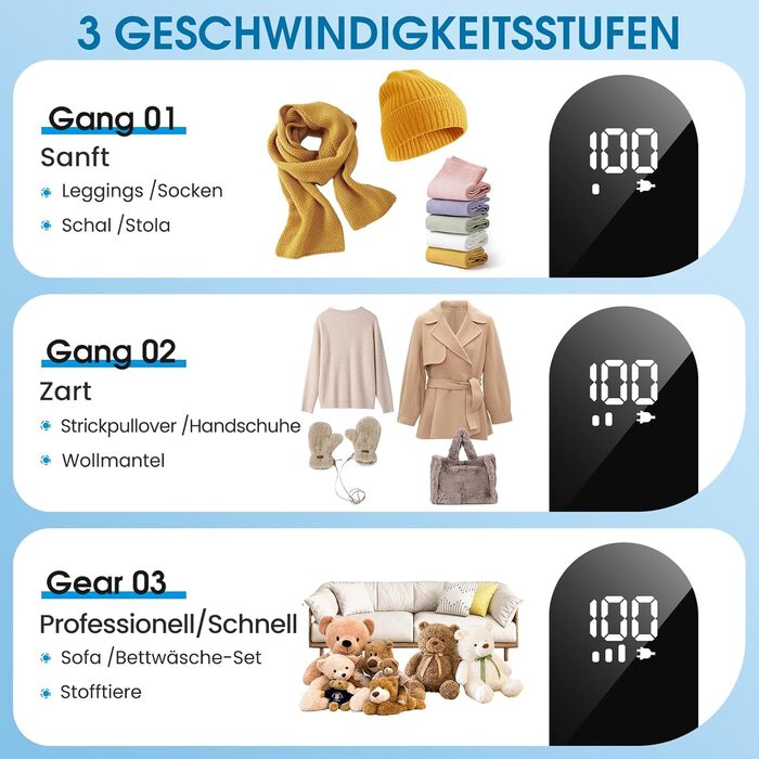 Машинка для видалення катишків NIWOHOM для одягу: 3 швидкості, 6-клинковий ніж, LED-дисплей, для всіх тканин