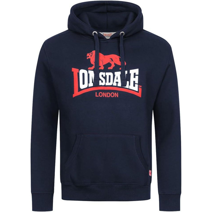 Світшот Lonsdale London Thurning änner з капюшоном Бордовий, Базовий, Casual, Streetwear (XL, Синій/Червоний/Білий)
