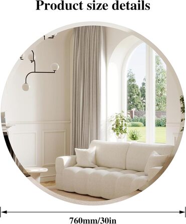 ANYHI Круглий дзеркало без рами, 40.6 см, для ванної кімнати, вітальні, спальні, входу, монтаж на стіну, сучасний дизайн