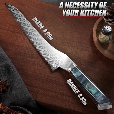 DRAGON RIOT - Професійний кухонний ніж для шеф-кухаря з ручкою з епоксидної смоли, професійний ніж з піхвою (хлібний ніж)