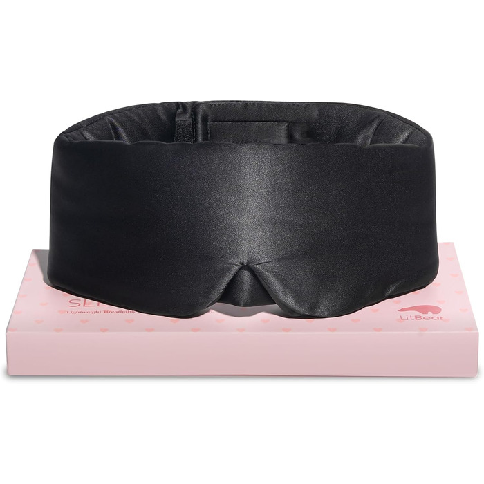 Шовкова маска для сну LitBear, 100% шовк 22 momme, для жінок та чоловіків, з регульованою стрічкою, комфортна та зручна