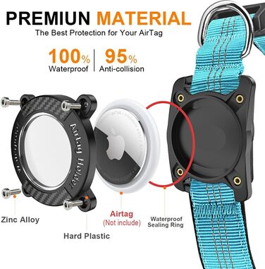 Нашийник для собак з AirTag, водонепроникний чохол, GPS трекер, сумісний з Apple AirTag, синій, розмір S (27-34.5 см)