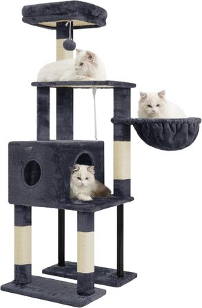 Котячий будиночок Heybly Kratzbaum HCT200SW (Сірий) - 125 см, з печерою, стійка, платформа, кошик