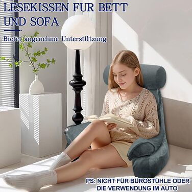 Підлогове крісло-мішок для читання, подушка для спини до ліжка та дивана, 65*23 см (Матовий сірий)