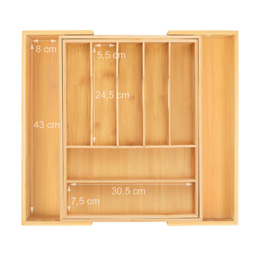 Relaxdays Extendable Bamboo Cutlery Box