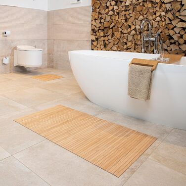 DE-Commerce Bamboo Bath Mat Set - 3 Pack, Non-Slip Bath Rugs, Wooden Mat, Bathroom Decor