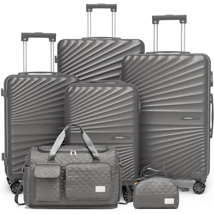Набір валіз Joyway 6 шт. з TSA-замком, 4 колеса та мультисумка, зелений (сірий)