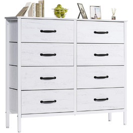 LYNCOHOME Chest of Drawers, Fabric Chest of Drawers, TV Stand Sideboard with 6 Fabric Drawers, Storage Cabinet Bedroom Drawer Chest Kitchen Organizers Furniture for Office Hallway (White-4*2l)