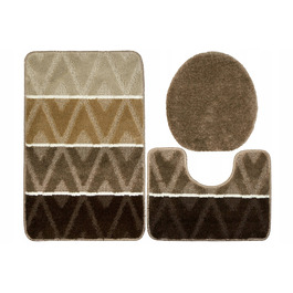 Набір антиковзаних килимків у ванну PALMA (3 шт.) з ромбами, бежево-коричневий