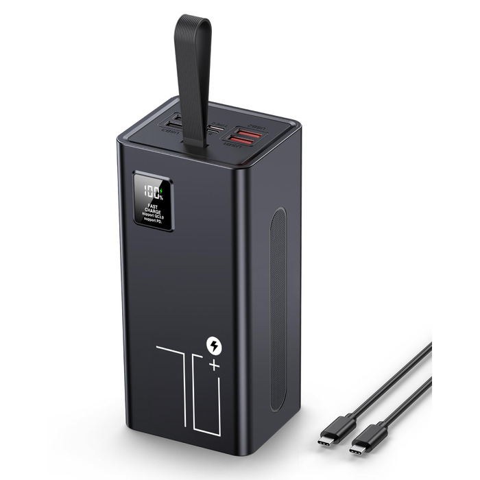 Power Bank 70000mAh 30W PD USB-C: Зовнішній акумулятор для iPhone, Samsung, планшетів - Чорний