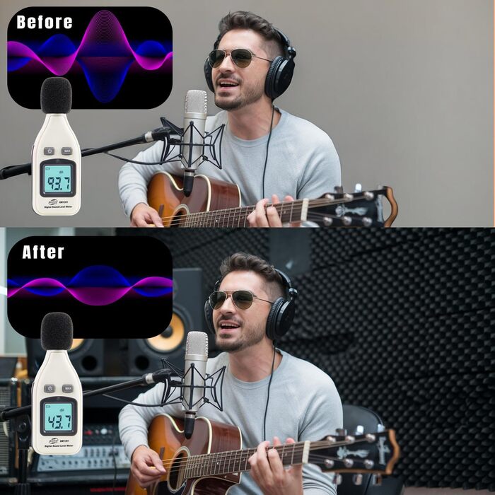 Самоклеїться акустичні панелі з шумопоглинаючого поролону, звукоізоляційні плити для студії та офісу, чорні, 30x30x2.5 см (48 штук)