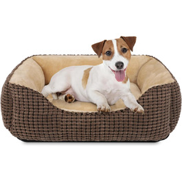 JOEJOY Dog Bed, Medium-Sized Dogs, Washable Dog Basket, Fluffy, Non-Slip Plush Dog Bed, 63x53x20cm, Dog Beds for Small and Medium Dogs and Cats (L 63 x W 53 x H 20 cm, Brown)