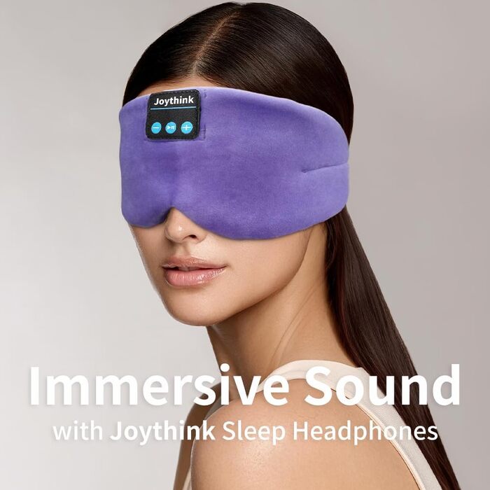Маска для сну Joythink з Bluetooth 5.3 та навушниками, шовкова, для бічних положень, 16 год автономії, періння для подорожей, медитації (Ліловий)