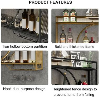 Стильна металева стійка для вин на стіну, 3-ярусна, чорна, 100x15x80 см