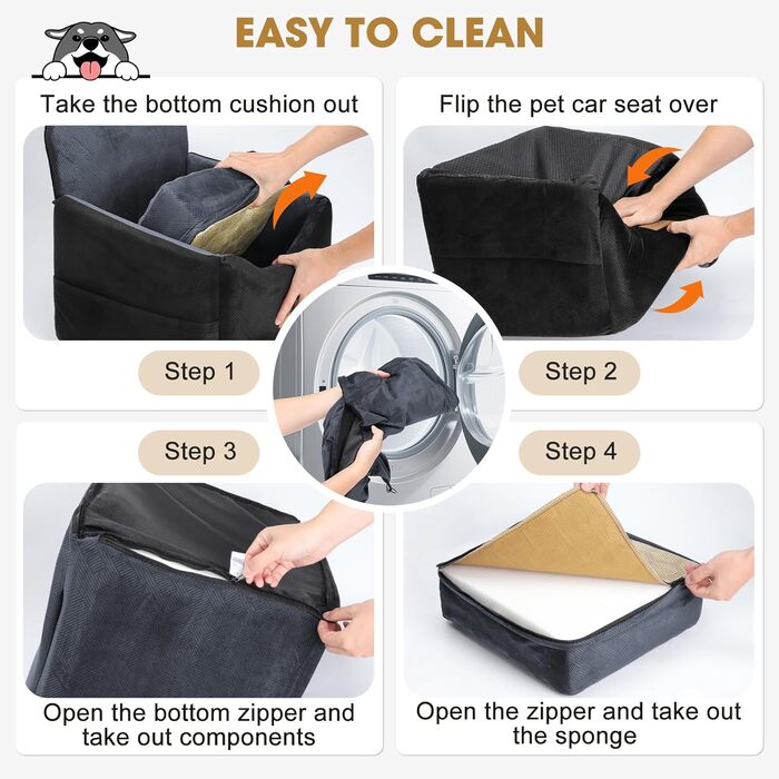 Автокрісло для собак JOEJOY: комфортне та безпечне автокрісло для маленьких та середніх собак до 13,6 кг, знімний та миючий чохол та подушка з Memory Foam, з фіксатором безпеки, сірого кольору