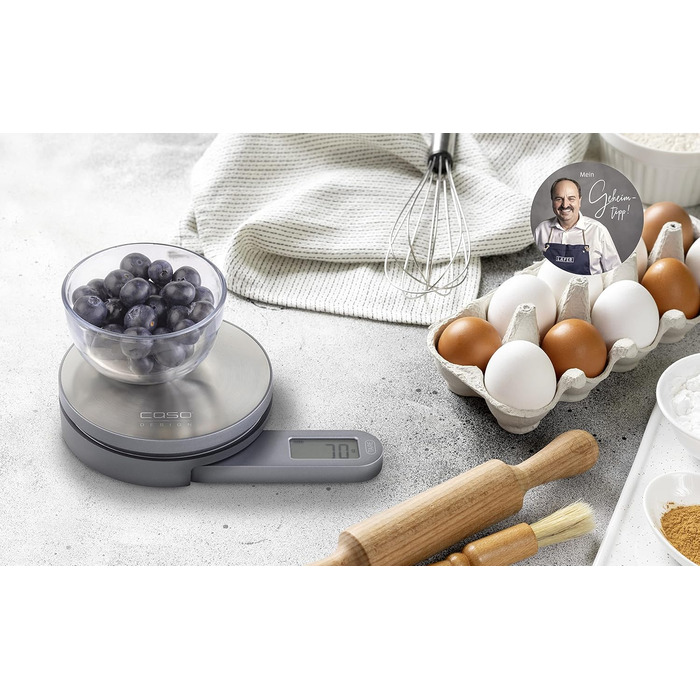 CASO Kitchen EcoMate Kinetic Kitchen Scale - 5kg, 1g Increments, Battery-Free, Award-Winning