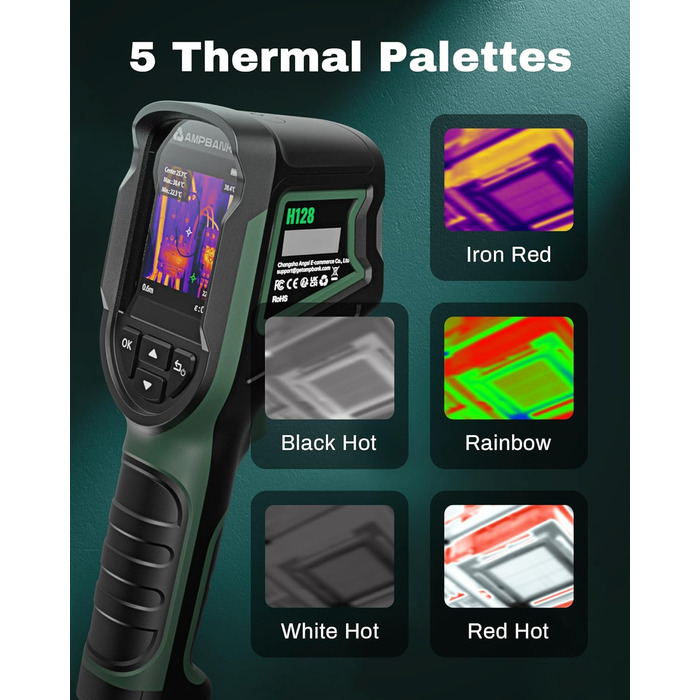 Тепловізійна камера TISR H128 з роздільною здатністю 240x240, акумулятор до 24 годин, -20°C до 450°C, IP65, з сигналізацією температури