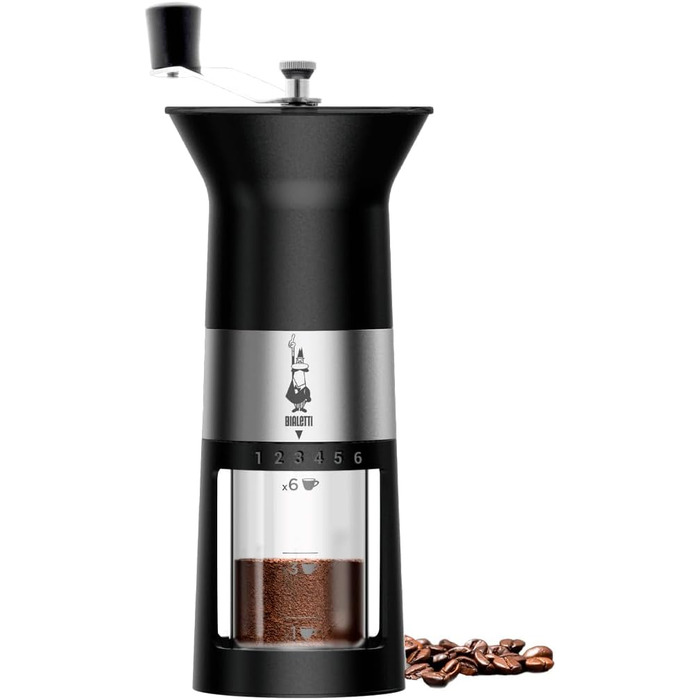 Ручний кавомол Bialetti з нержавіючої сталі, матовий чорний