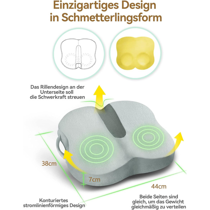 Подушка для сидіння Travel Ease з гелевою піною Memory Foam - ергономічна підтримка для офісу, авто та ігор (сірий)