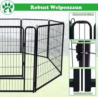 Набір вольєрів для собак SUBTLETY (6 шт.) з дверима та ґрунтовими анкерами. Freilaufgehege, загородження для собак, вольєр для цуценят, портативний вольєр для тварин, для саду та кемпінгу. Стійкий до погодних умов.