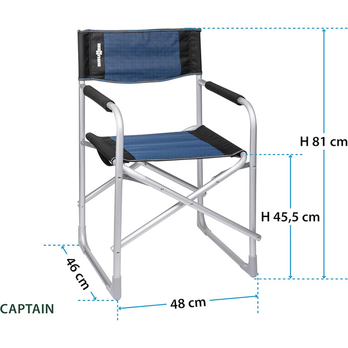 Крісло розкладне Brunner Regista Captain Azzurro/Nero (Чорний/Синій) - комфортне для кемпінгу та відпочинку