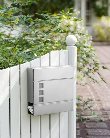 Поштовий ящик SONGMICS XXL скребковий, 37x37x10.5 см, з вікном, замком (2 ключі), сріблястий - GMB052G01