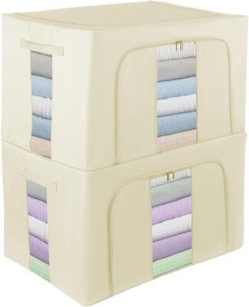 Органайзери для зберігання постільної білизни та одягу 2 шт. - Складані коробки для шафи та гардеробу (Сірий-24L, Хакі-100L)