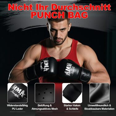 Набір для боксу Boxsack-Set для дорослих, 120 см, з боксерськими рукавичками 12oz, для MMA, карате, кікбоксингу, боксу, муай-тай, тренувань вдома та у фітнес-клубі. Важкий боксерський мішок (не заповнений)