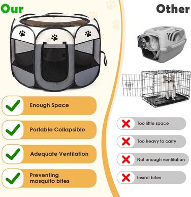 Складана переносна вольєр для собак та котів 74x74x43 см - ідеально для дому та вулиці