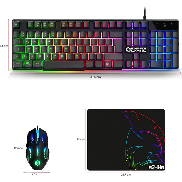 Бездротовий ігровий набір клавіатури та миші EMPIRE GAMING Armor RF800 - RGB підсвітка, 4800 DPI, QWERTZ (DE) - сумісний з PC, PS4, PS5, Xbox, Mac (білий)